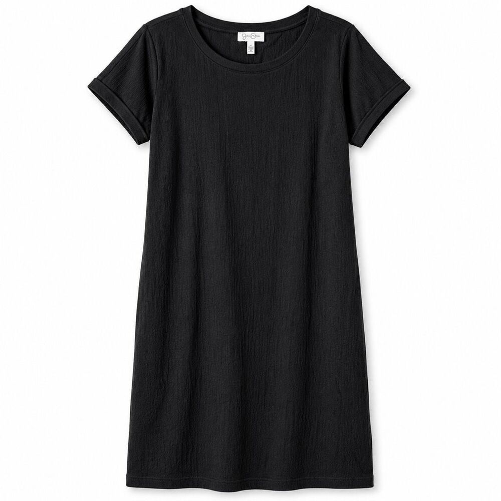 Jessica Simpson Black Textured T-Shirt Shift Dress Size L
